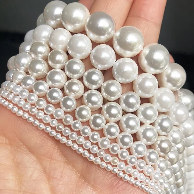 Commercio all'ingrosso 2/3/4/6/8/10mm Perline di conchiglia bianca naturale Rotonda Branello allentato del distanziatore per la creazione di gioielli Braccialetti fai da te Collana Accessori