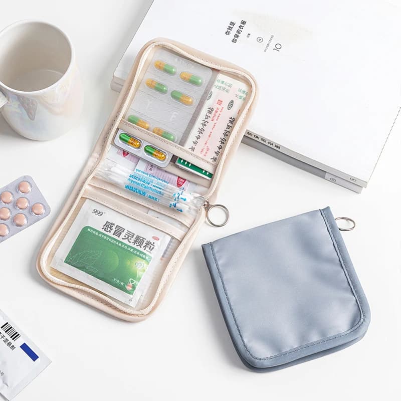 Mini Pouch Portable Foldable Large Opening With Zip Sort First Aid Kit Outdoor Travel Essential Storage Bag