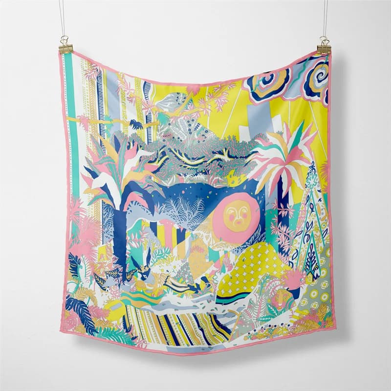53 CENTIMETRI by Brand Women's Fashion Scarf Twill 100% Silk Scarf Design Hijab Bandana Scarf Sun Plant Head Neck Handkerchief