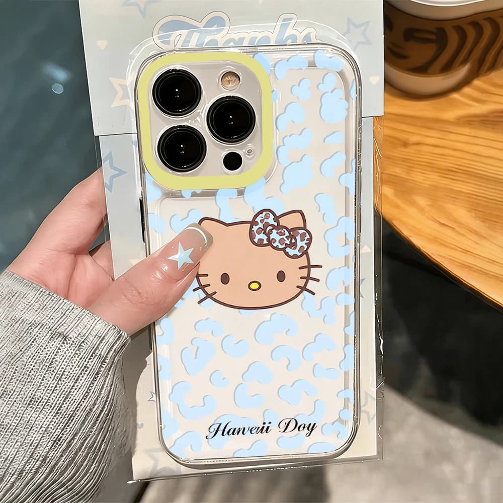 Cover Antiscivolo con Stampa Leopardata Hello Kitty per Redmi 13C 13 12, Redmi Note 14 13 12 11 10 Pro, Redmi Note 14 13 12 Pro+