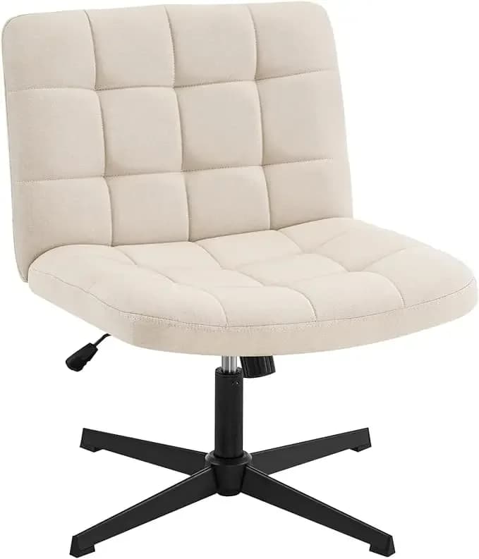 %una sedia girevole con gambe incrociate e ruote per l'home office, sedia da scrivania ampia senza braccioli, comodo sedile regolabile in altezza
