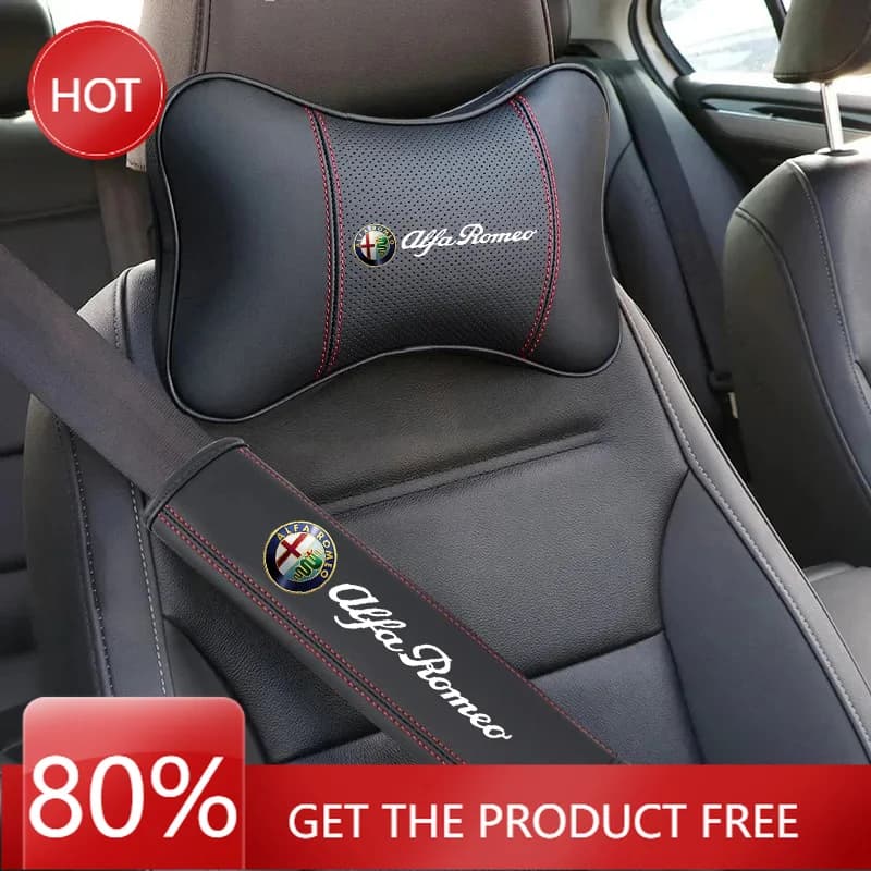 Hub Caps For Alfa Romeo 4C 159 Spider Giulia Giulietta 156 Tonale Mito 147 Car Seat Belt Protect Shoulder Pad Cover Headrest Nec