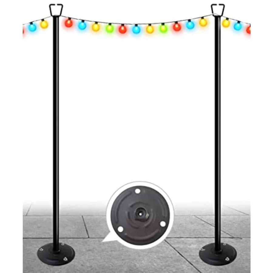 Pali per Luci a Corda da Esterno da 3 Metri per Giardino, Cortile, Patio, Illuminazione per Feste e Bistrò