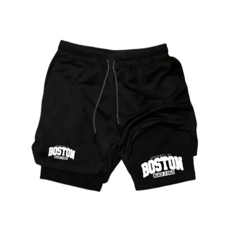Quick Dry for Mens 2-in-1 Sports Shorts Breathable Elastic Compression Gym Athletic Multi-functional Cycling Pocket Towel Loop