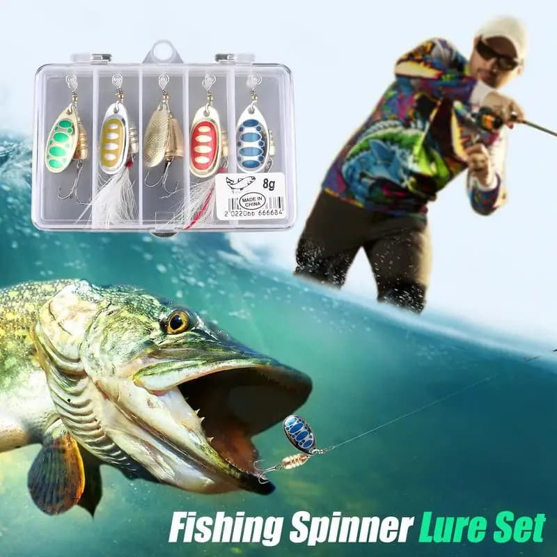 Esca da pesca Walleye Spinner Bait Pesca Spinnerbait Kit di esche Spinner in metallo con scatole per attrezzatura per spigola trota salmone Walleye