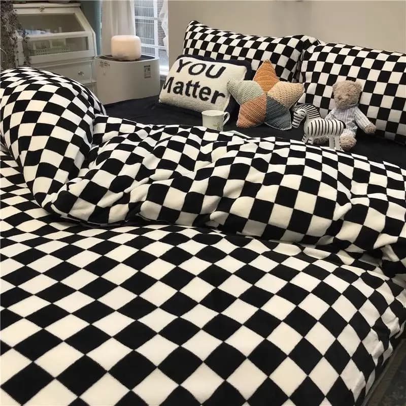 Set Biancheria da Letto 4 Pezzi in Cotone Lavabile per 2 Camere da Letto, Set Copripiumino Semplice 3 Pezzi per Dormitorio Studentesco con Federe