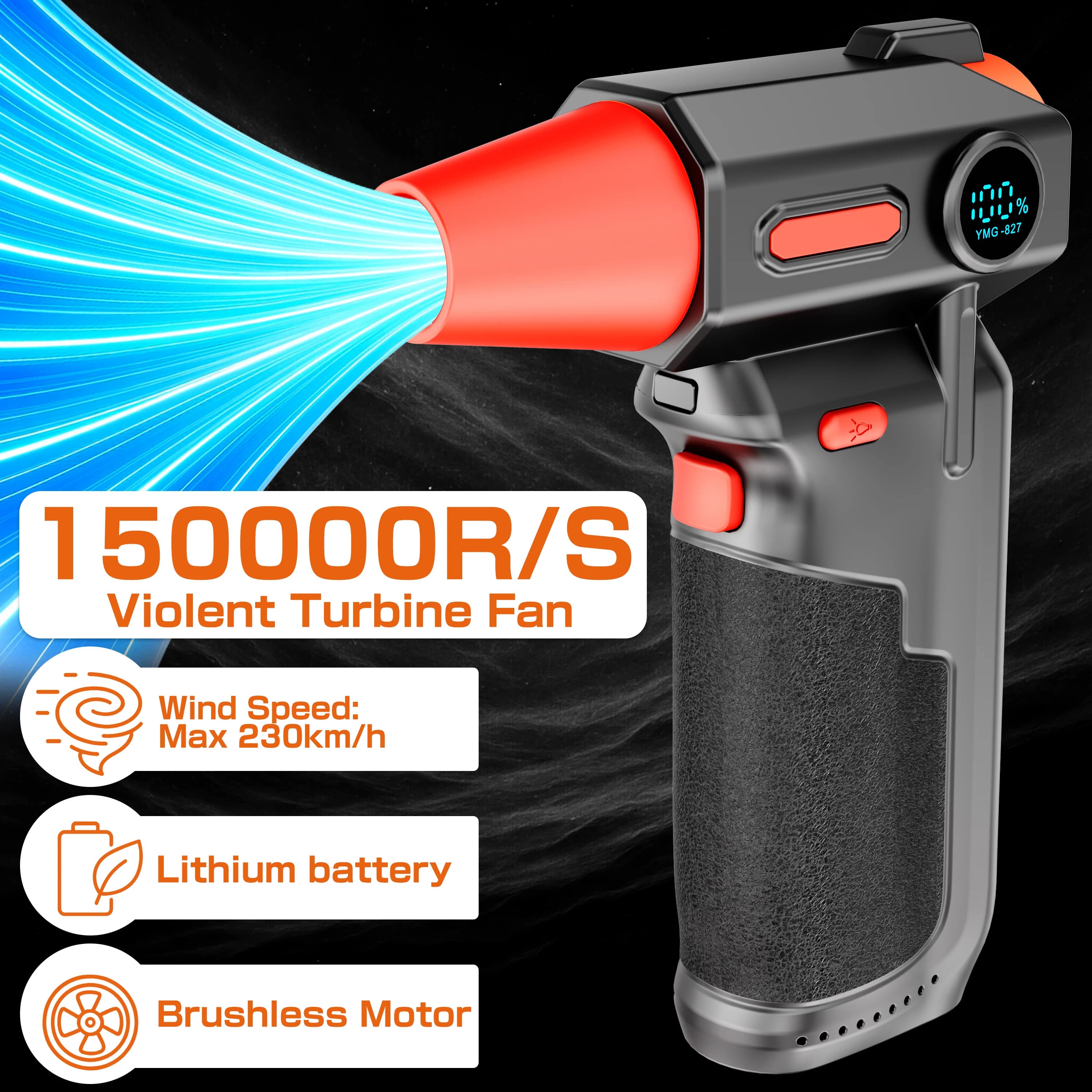 Ventilatore per auto Turbo Fan Ventilatore a getto portatile automatico Motore brushless Potente strumento di soffiaggio per la pulizia dell'aria Spolverino elettrico ricaricabile