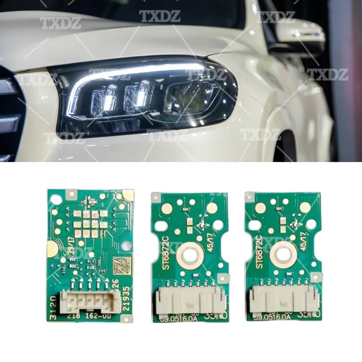 Schede DRL Angel Eyes bianco brillante per faro LED europeo Mercedes GLS 2020-2023 Modulo indicatori di direzione luce di marcia diurna