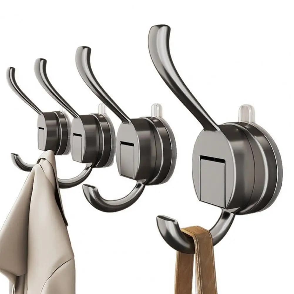 4 Pezzi Ganci a Ventosa Resistenti Impermeabili con Blocco a Pressione Girevoli a 360° ° Ganci da Parete Girevoli a Forte Aspirazione per Kit Bagno