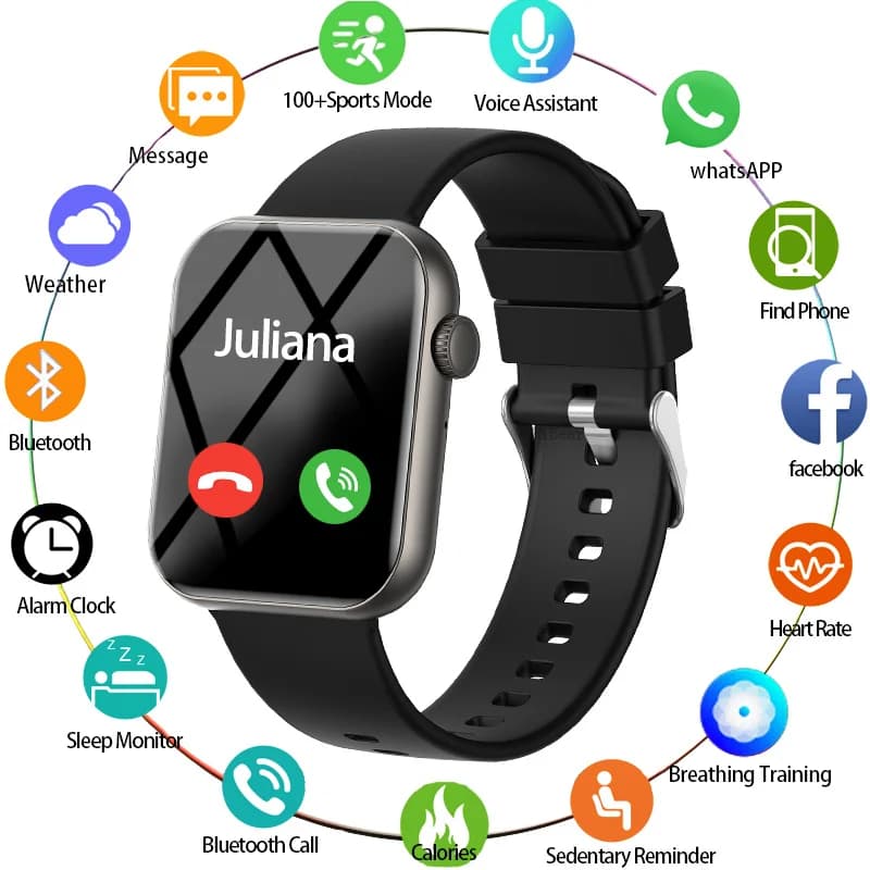 2025New Smartwatch Multi-funzionale Chiamata Bluetooth Monitor di salute Controllo musicale Sport IP68 Orologio intelligente impermeabile per uomo Donna