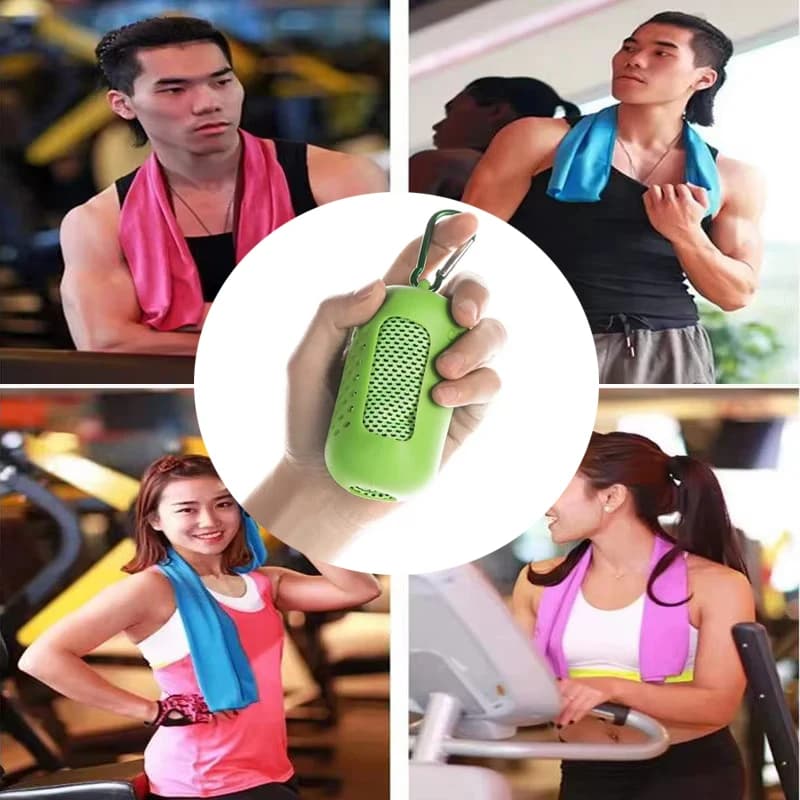 Asciugamano sportivo rinfrescante estivo - Asciugamano da spiaggia portatile per palestra, corsa, nuoto, ghiaccio, ad asciugatura rapida, con borsa in silicone per viaggi all'aperto