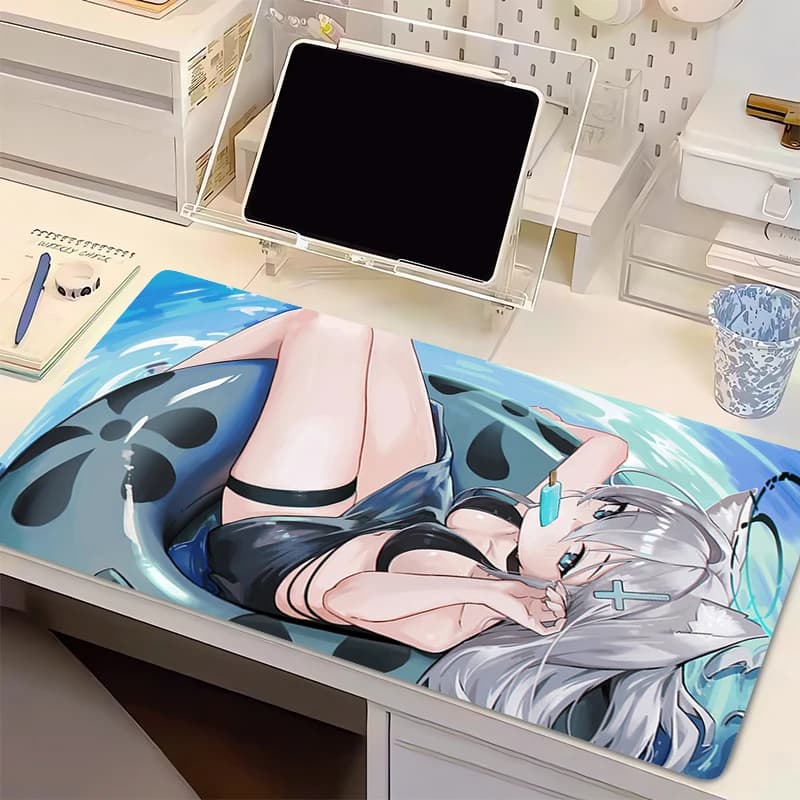 Gomma PC Kawaii Mousepad Gamer Gaming Mouse Pad Blu Archivio Desktop Tastiera Pad Computer Portatile Sunaookami Shiroko Mouse Mat