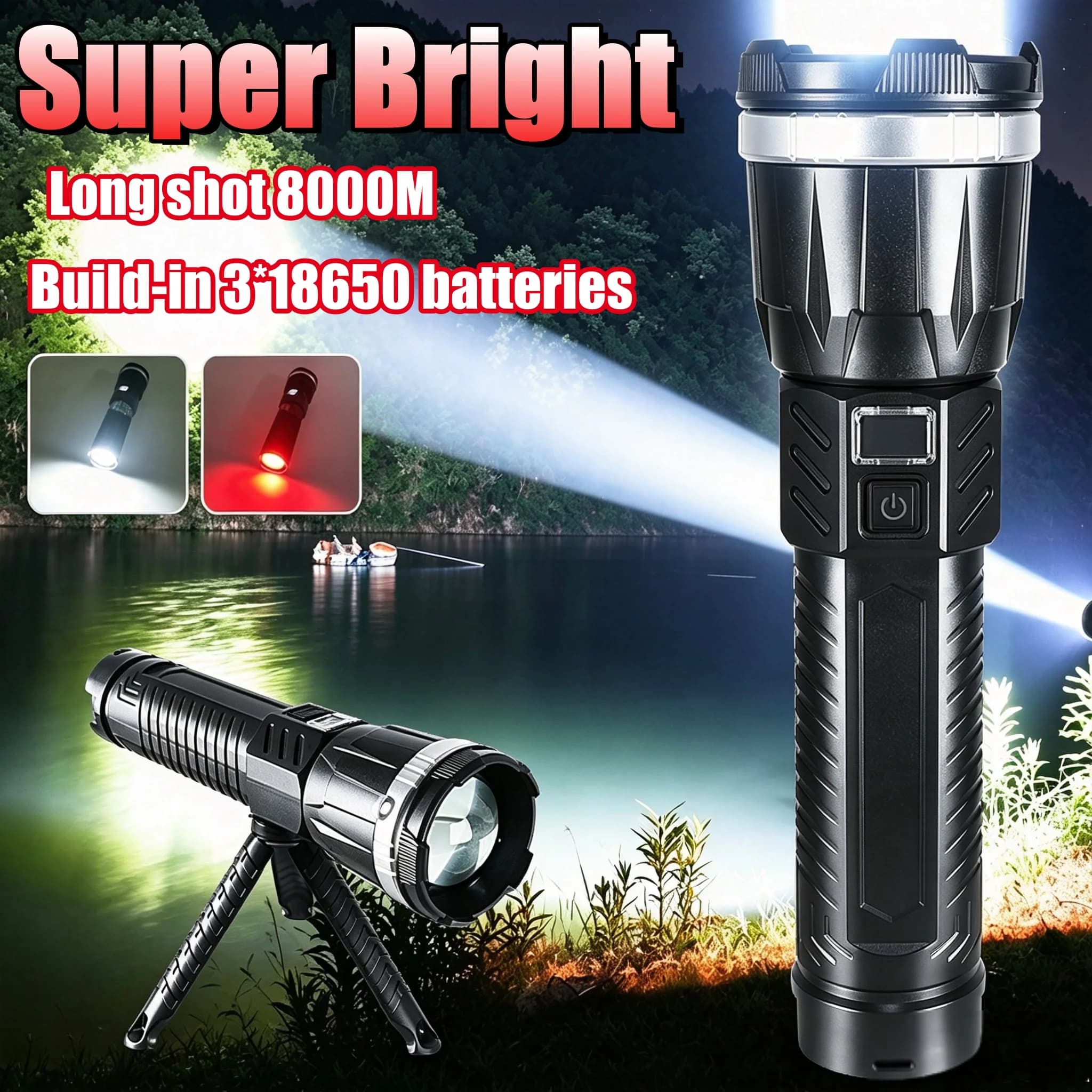 998000000LM Ultra Powerful Flashlights USB Rechargeable LED Flashlight Camping Lantern COB Light Built-in Battery For Fishing