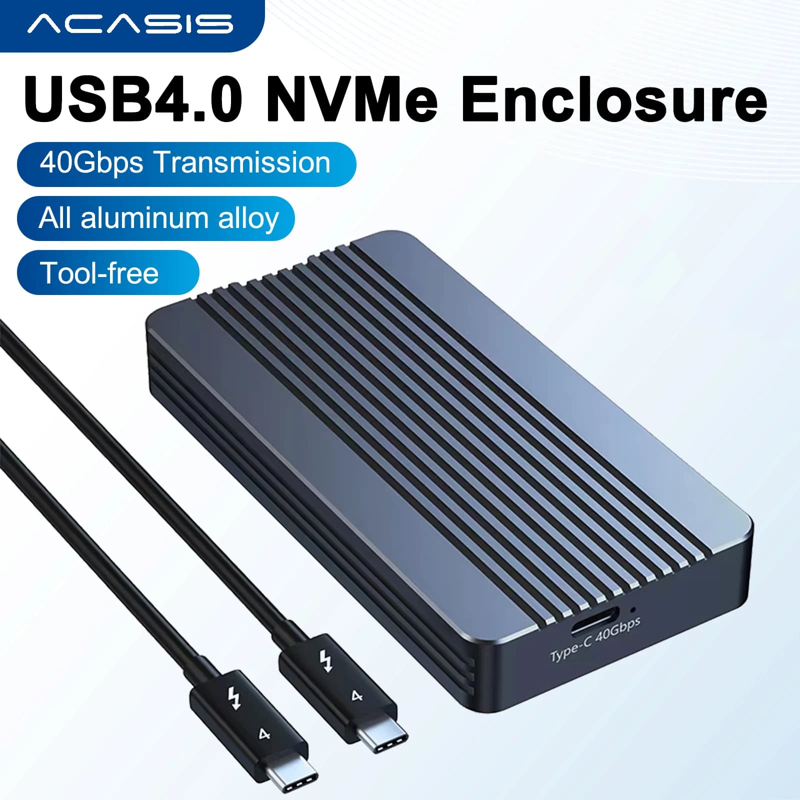 Acasis Case Esterno in Alluminio per SSD NVMe M.2 USB 4.0 da 40 Gbps, Compatibile con Thunderbolt Type-C