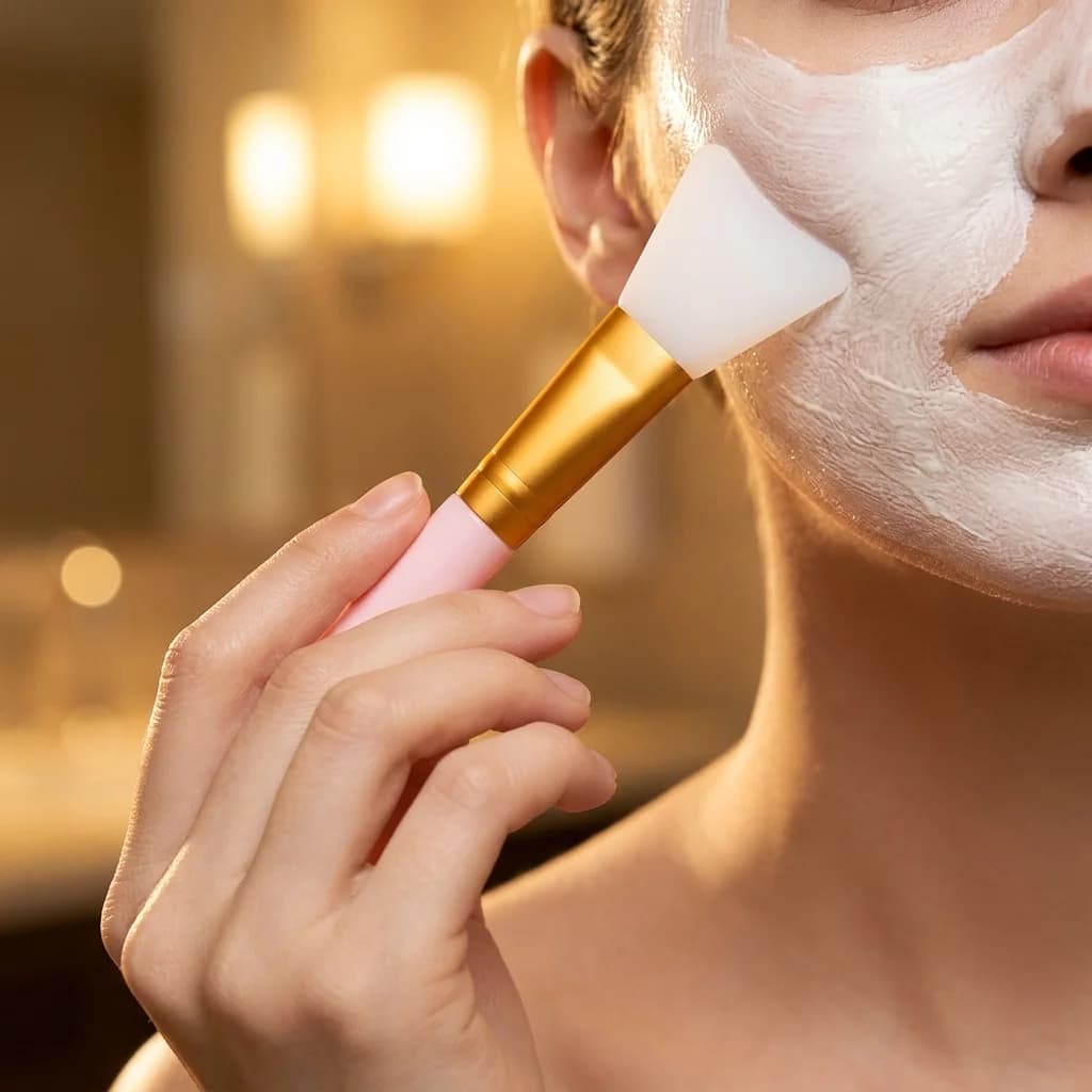 Pennello per maschera viso a doppio uso, applicatore per maschera al fango con setole morbide, strumento per applicare la maschera sul viso, accessorio cosmetico riutilizzabile per donne, uso quotidiano a casa.