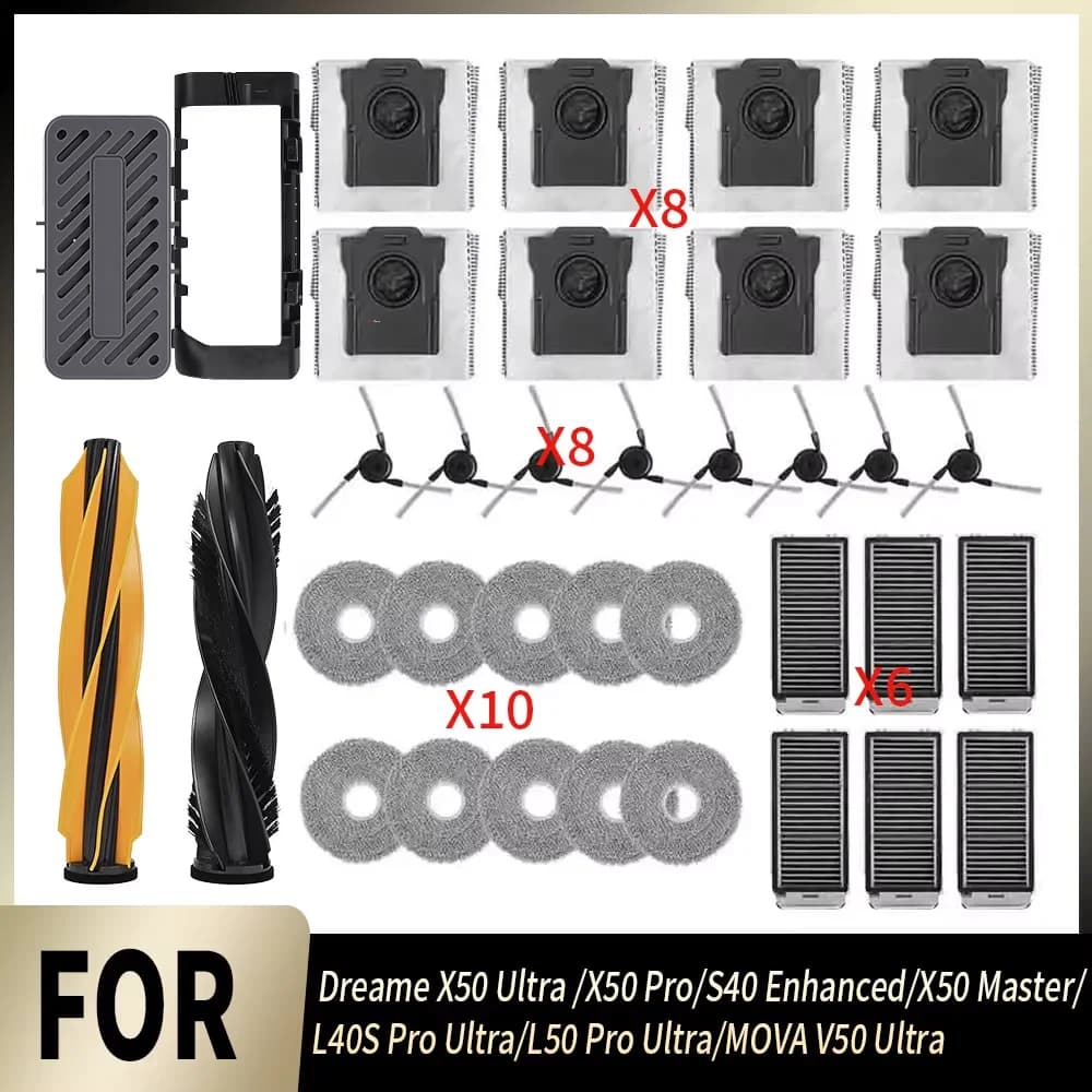For Dreame X50 Ultra/S40 Enhanced/X50 Master/L40S Pro Ultra/L50 Pro Ultra/MOVA V50 Ultra Main Brush Filter Mop Cloth Dust Bag