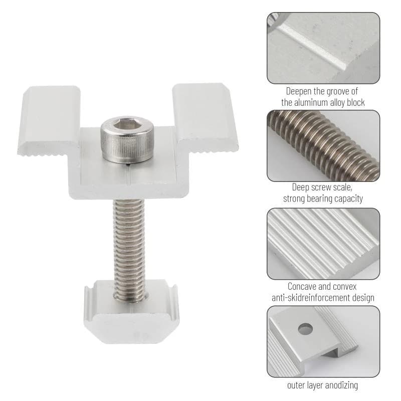 12 PCS Pannello solare Morsetti regolabili Pannello solare Accessori del sistema solare per morsetto per staffa solare da