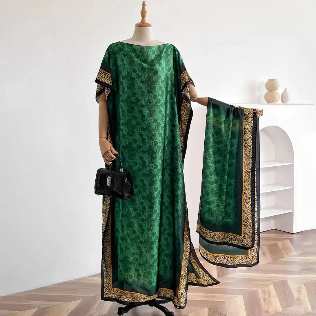 NUOVO abito estivo di moda con grande sciarpa Dubai Turchia caftano musulmano Abaya allentato donna africana casual scialle con stampa leopardata