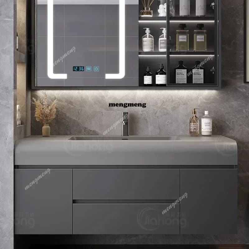 Mobile da Bagno Moderno di Lusso Zq8000, Organizzatore con Specchio e Lavabo, Armadio per Trucco, Arredo Bagno