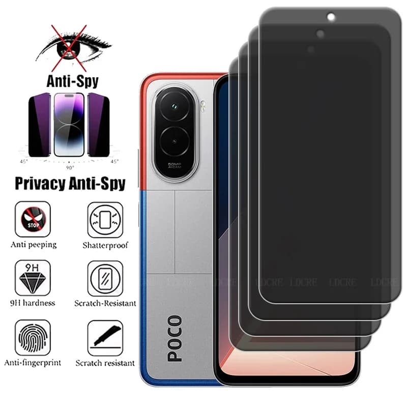 1/2/3/4 pezzi per Xiaomi Poco M7 vetro Poco M7 4G protezione dello schermo 9H HD protezione del telefono anti-spia privacy vetro temperato Poco M7