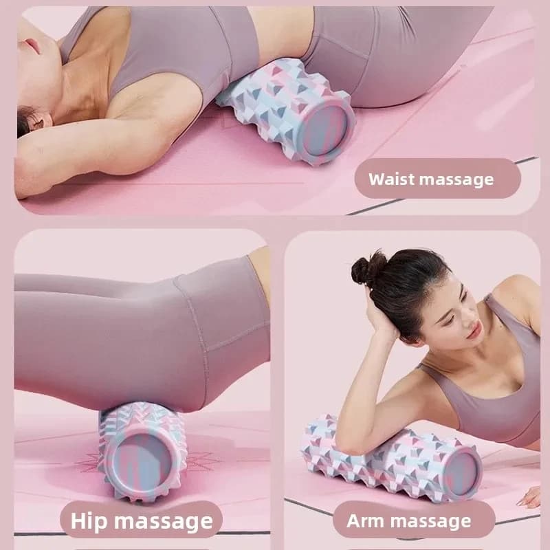 Deep tissue massager with yoga roller for muscle massage, myofascial activation point release, exercises, yoga, pilates and stretching