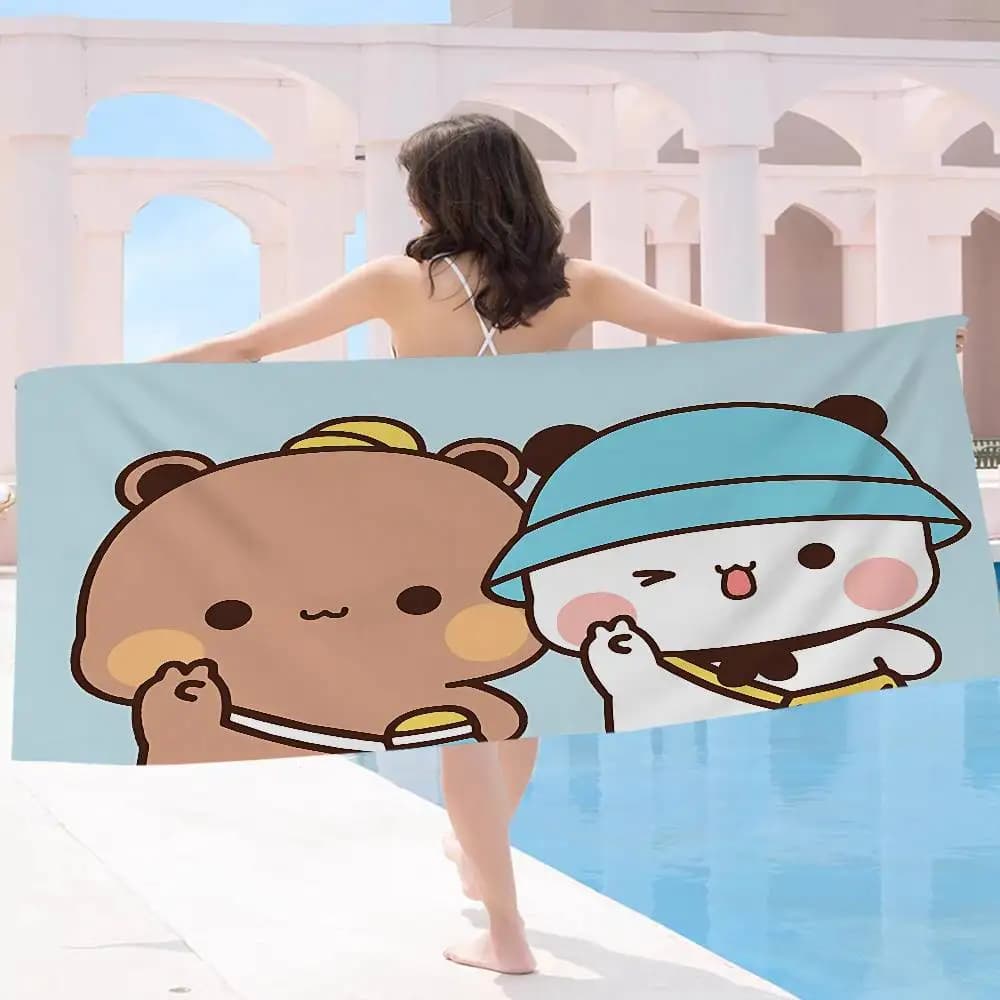 1Pc Bubu E Dudu Cute Cartoon Anime Spiaggia Asciugamano da nuoto Morbido assorbente Panno per il viso Regali per bambini Per i bambini Viaggi Campeggio Palestra
