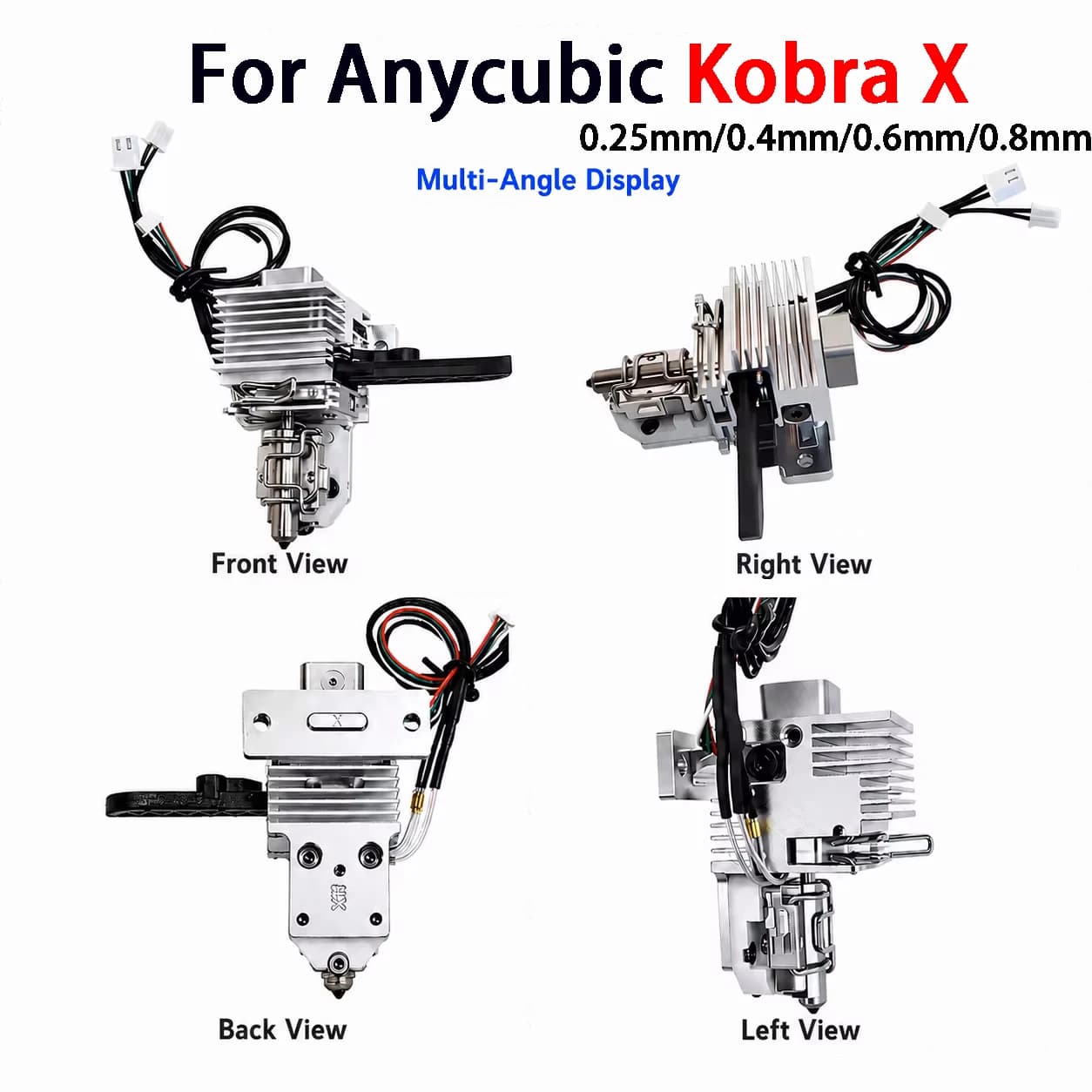 0.25 0.4 0.6 0.8mm Hot End Kit Ceramic Zirconia Heat Sink With Strain Gauge Fit Anycubic Kobra X 3D Printer Hotend Assembly