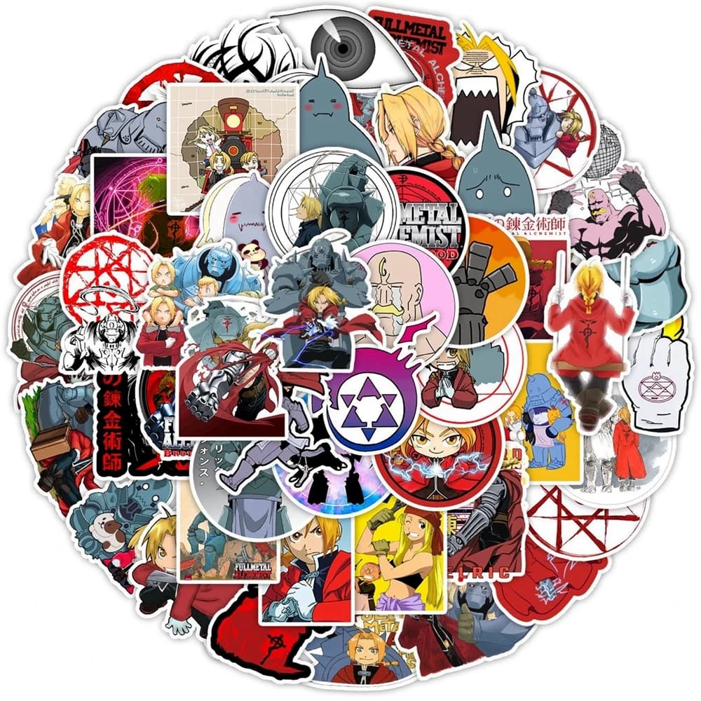 1 Confezione di Adesivi Anime Fullmetal Alchemist, Action Figure di Edward Elric e Winry Rockbell, Modelli Decorativi, Regalo Giocattolo