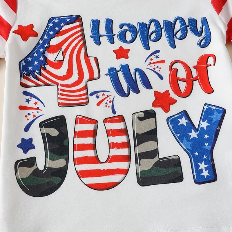 Completi per bambina del 4 luglio Set di pantaloncini con maniche a volant e stelle e strisce Set di abbigliamento estivo patriottico per neonati