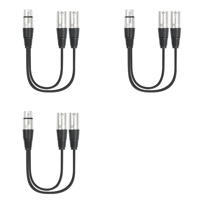 JABS-3Pcs Cavo sdoppiatore a Y da 30 cm con 3 pin XLR femmina a doppio maschio, adattatore audio per cavo sdoppiatore per microfono