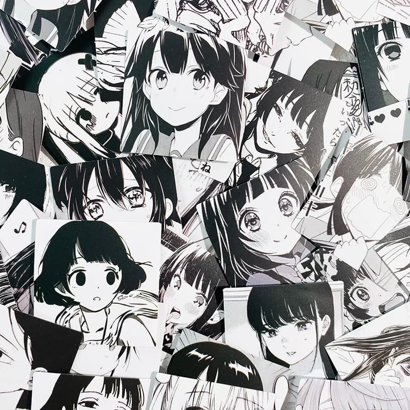 66 pz carino ragazza in bianco e nero piccolo Apanese conto a mano adesivo materiale decorazione Anime Notebook Kawaii Planner