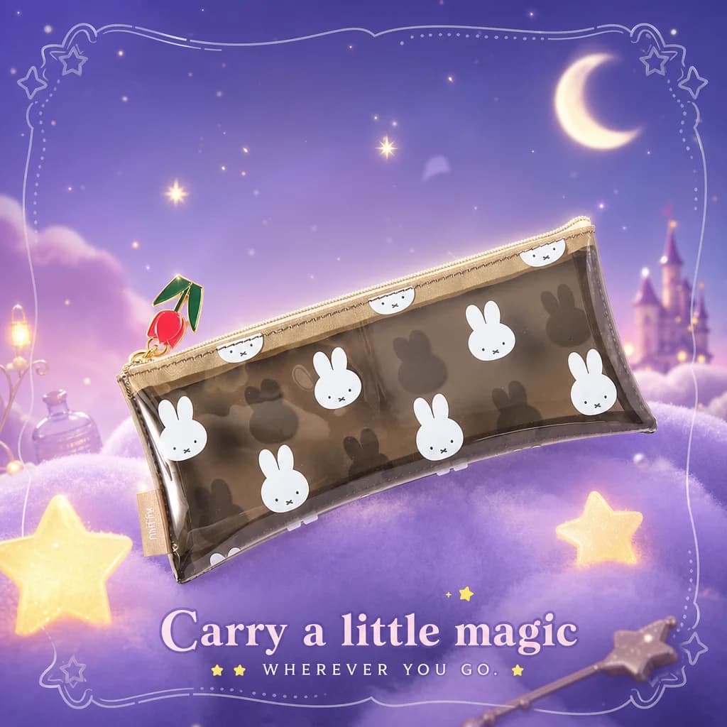 New Japanese Ins Style Cute Miffy Cartoon Transparent PVC Waterproof Pencil Case High Aesthetic Stationery Cosmetic Bag