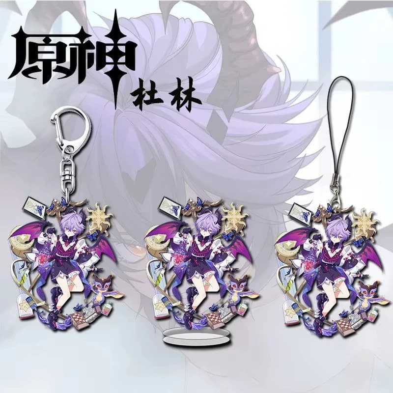 Tema Durin Genshin Impact Cosplay Figura acrilica Ornamento da tavolo Modello di supporto Catena per telefono Gioco Portachiavi Ciondolo Decor