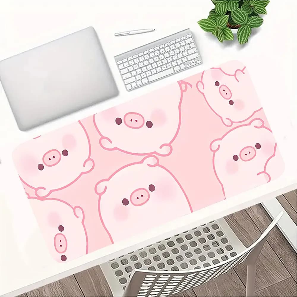 Tappetino per mouse con motivo maiale rosa, tappetino da gioco per scrivania, base in gomma antiscivolo, tappetino per mouse grande per PC, laptop, tastiera, ufficio