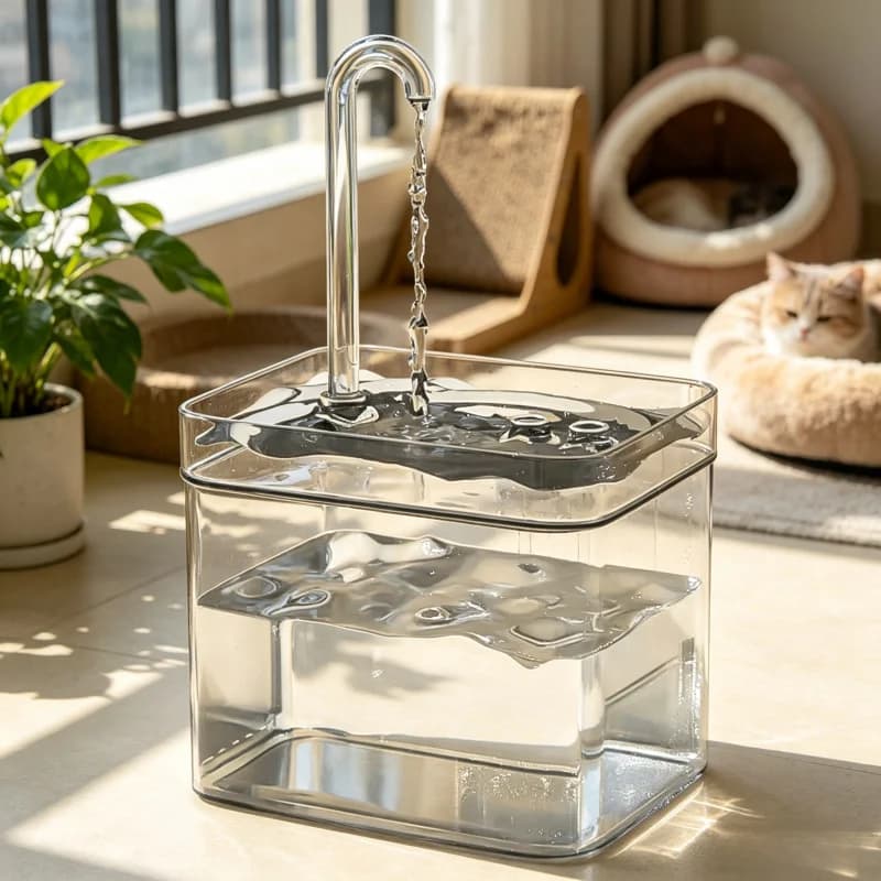 Transparent USB Cat Water Fountain 1.5L - Auto Circulating Filtered Flow, Ultra-Quiet Pump BPA-Free for Indoor Cats Pets