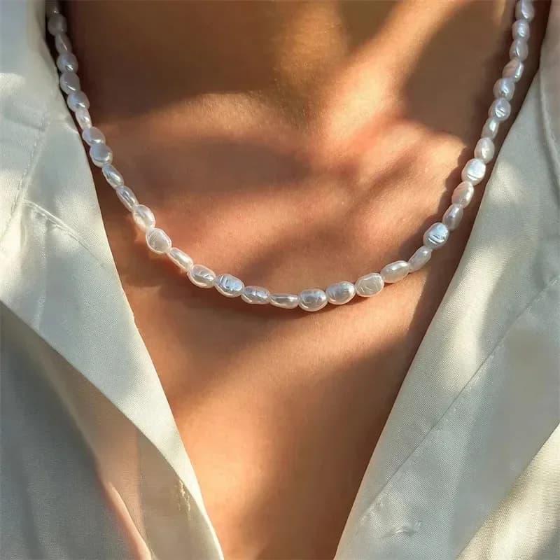 Nuova Collana Girocollo Semplice con Perle Finte per Donne, Elegante Collana Vintage con Perline, Gioielli per Matrimoni e Feste