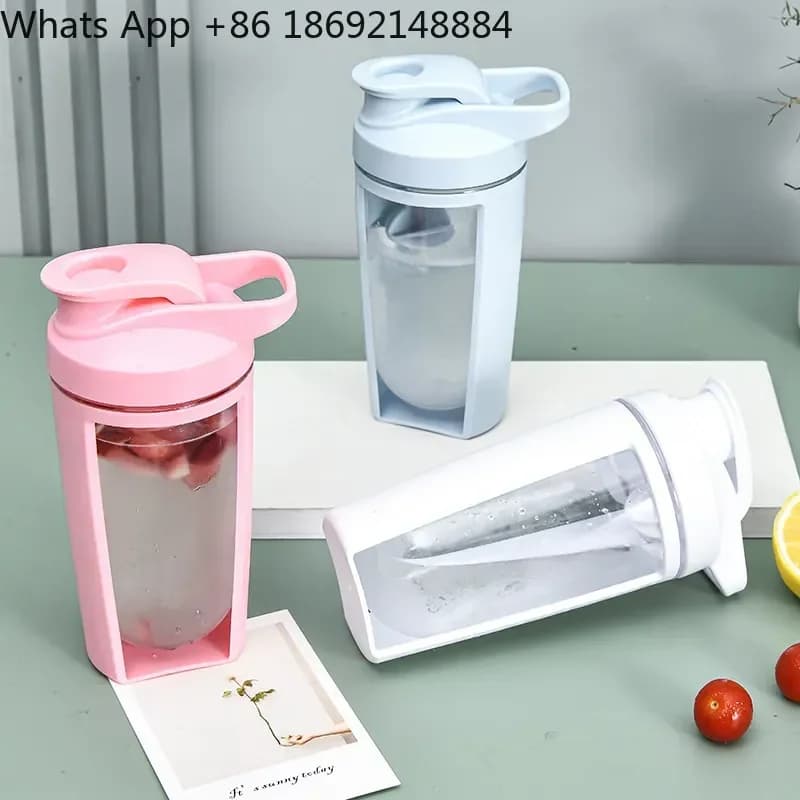 500ML Portable Plastic Double Layer Shaker Cup with Scale for Milkshake Protein Powder Fitness Sports Water Cup