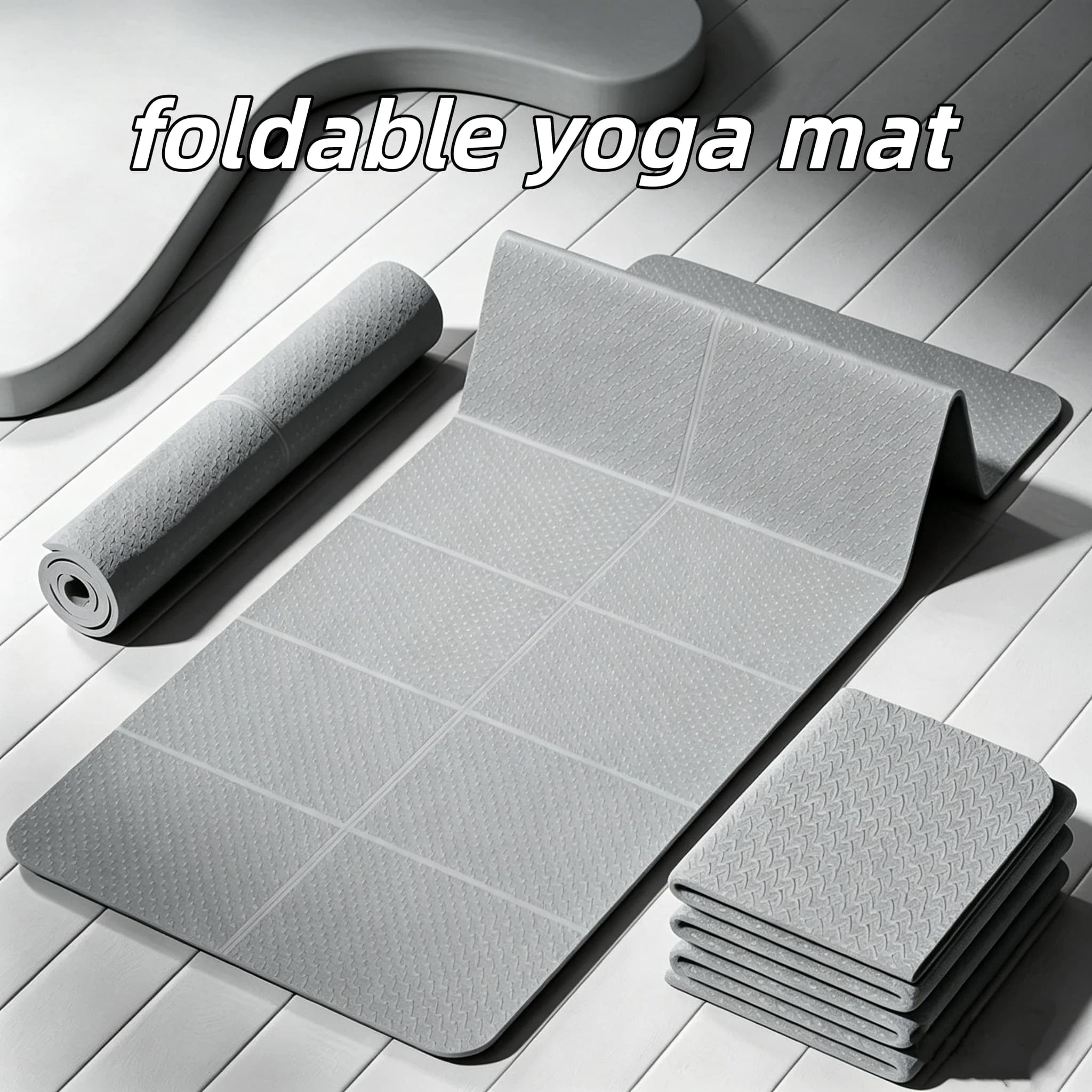Tappetino Yoga Pieghevole Conveniente, Ecologico in TPE, per Viaggi e Fitness, Antiscivolo su Entrambi i Lati, per Esercizi di Pilates