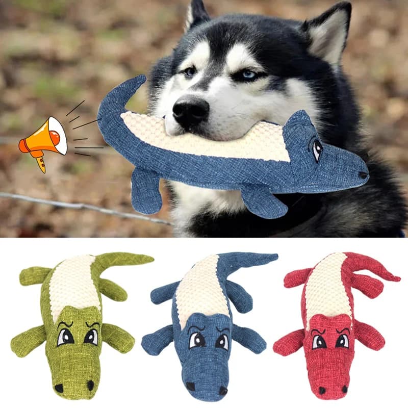 Giocattoli da masticare per animali domestici Peluche interattivo per animali dei cartoni animati a forma di coccodrillo Giocattolo sonoro per cani Rignolavare digrignare i denti Forniture per l'addestramento
