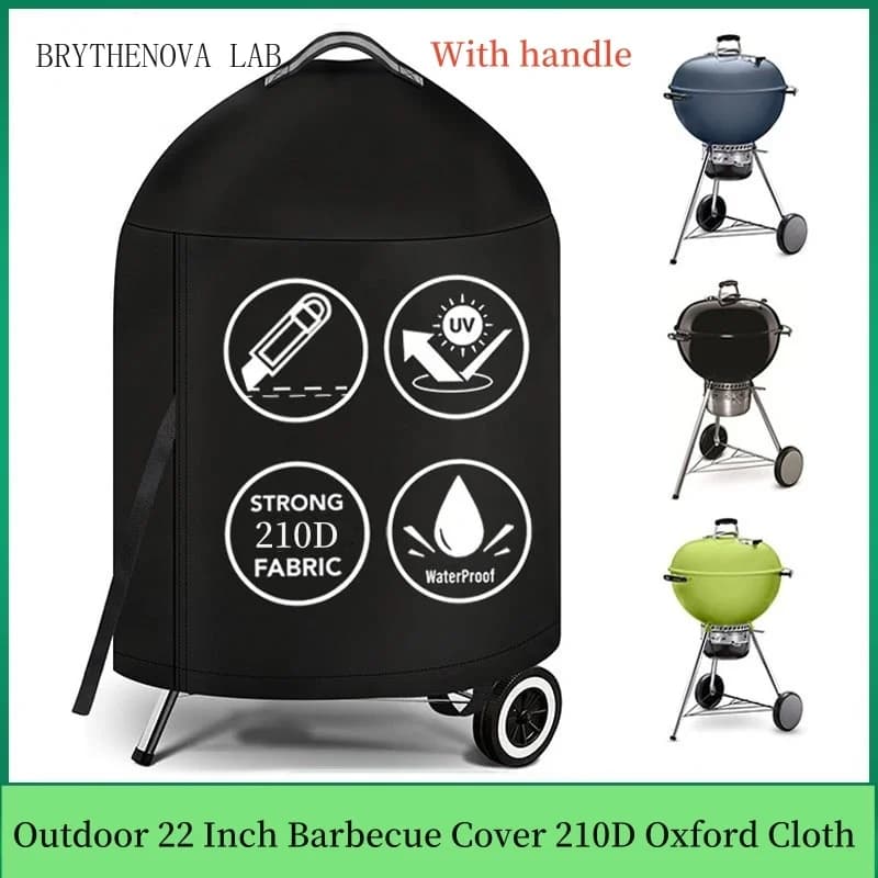 210D BBQ Cover with Handle, Outdoor Anti-Dust Waterproof Oven Heavy Cover Duty Grill BBQ Charcoal Grill Protective