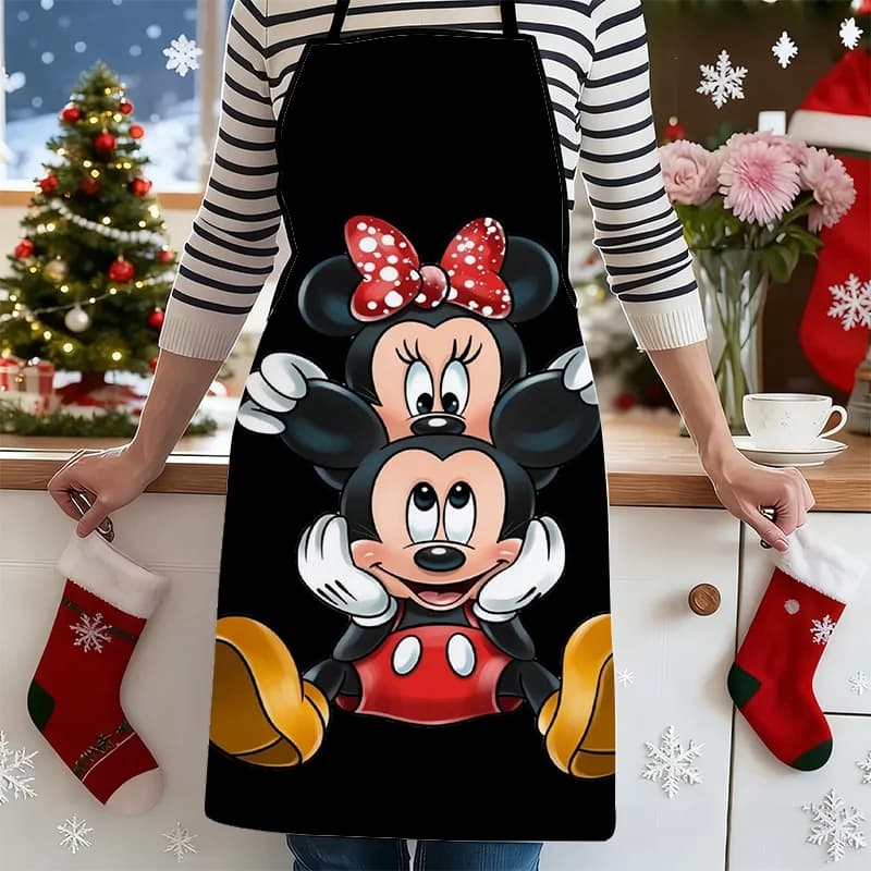 Grembiule con stampa di Topolino e Minnie Mouse impilati, perfetto per lavori manuali, pasticceria, pittura, cucina, pulizie e cucinare.