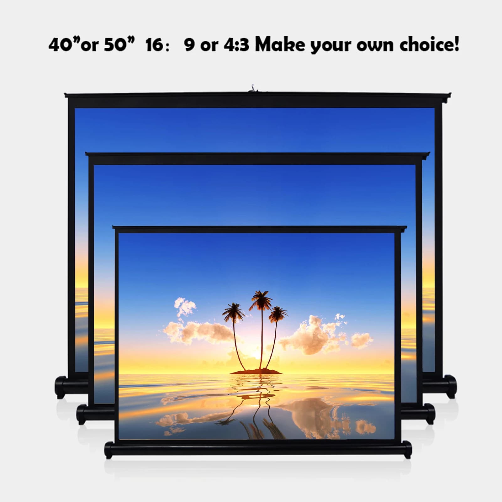 Schermo per Proiettore 50 Pollici 4:3, Schermo di Proiezione HD Portatile Pieghevole da Parete per Home Theater, Ufficio, Film, Interni ed Esterni