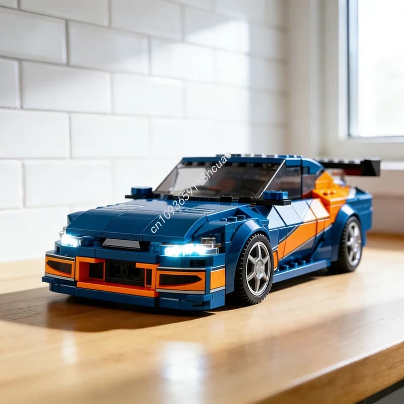 422 Pezzi MOC City Champions Nissan Silvia Mona Lisa, Blocchi da Costruzione, Modello Architettonico, Giocattolo, Regalo di Natale, Mattoncini per Compleanno