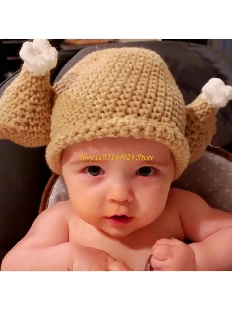 N5KE Thanksgiving Turkey Hat Novelty Headwear Beanie Hat Dress Accessory for Toddler Baby Funny Family Party Favor Decor