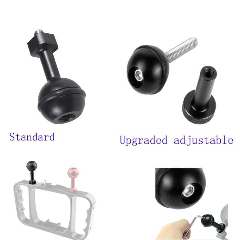 FEICHAO Adattatore per montaggio a testa sferica regolabile con vite da 1/4 di pollice in metallo per GOPRO 13 12 11 10 9 8 7 per DJI OSMO360 /Osmo Action Camera