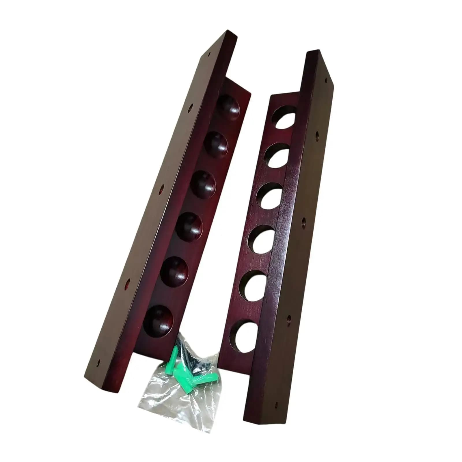 Portastecche da Biliardo a Muro in Legno per 6 Stecche, Accessorio per Sala Giochi Domestica