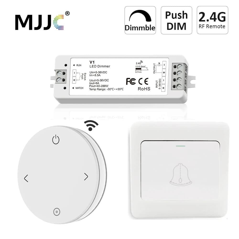 5V 12V 24V 36V V1 LED Dimmer 1CH 8A PWM Dimming Switch for 2835 5050 WW CW NW Strip Light RF 2.4G Wireless Mini Remote Control