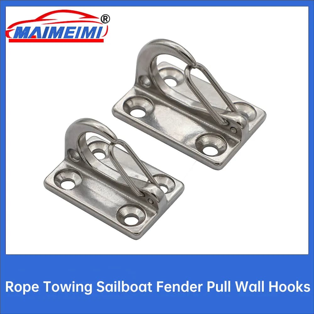 304 316 Stainless Steel Simple Spring Coat Hooks Rope Towing Sailboat Fender Pull Wall Hooks Marine Hardware