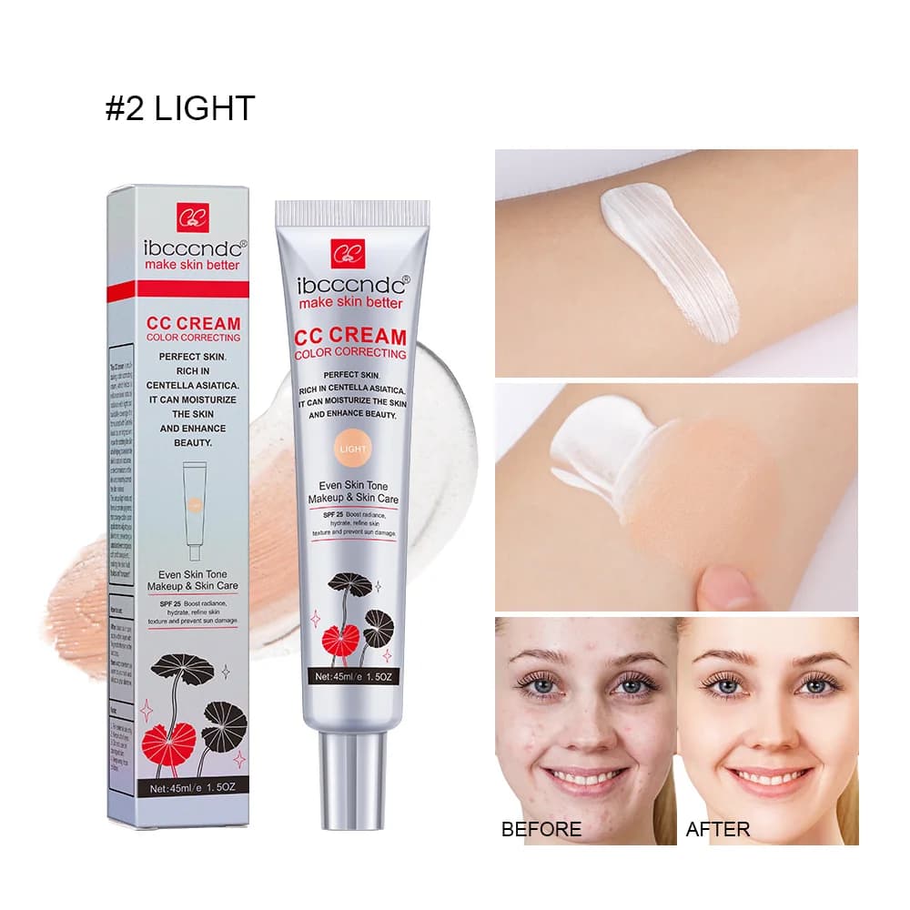 Crema CC Correttiva 45ml con Centella Asiatica, Crema BB Riparatrice, Correttore Naturale, Fondotinta Liquido Sbiancante