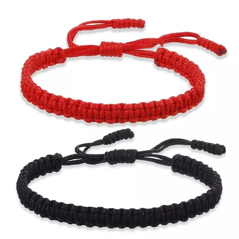 Braccialetti con corde intrecciate fatte a mano Corda intrecciata tibetana buddista rossa nera Bracciale con amuleto di buona fortuna per gioielli da donna Regali